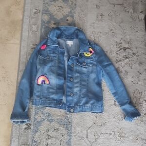 Place Blue Denim Jacket with Rainbow and Heart Patches